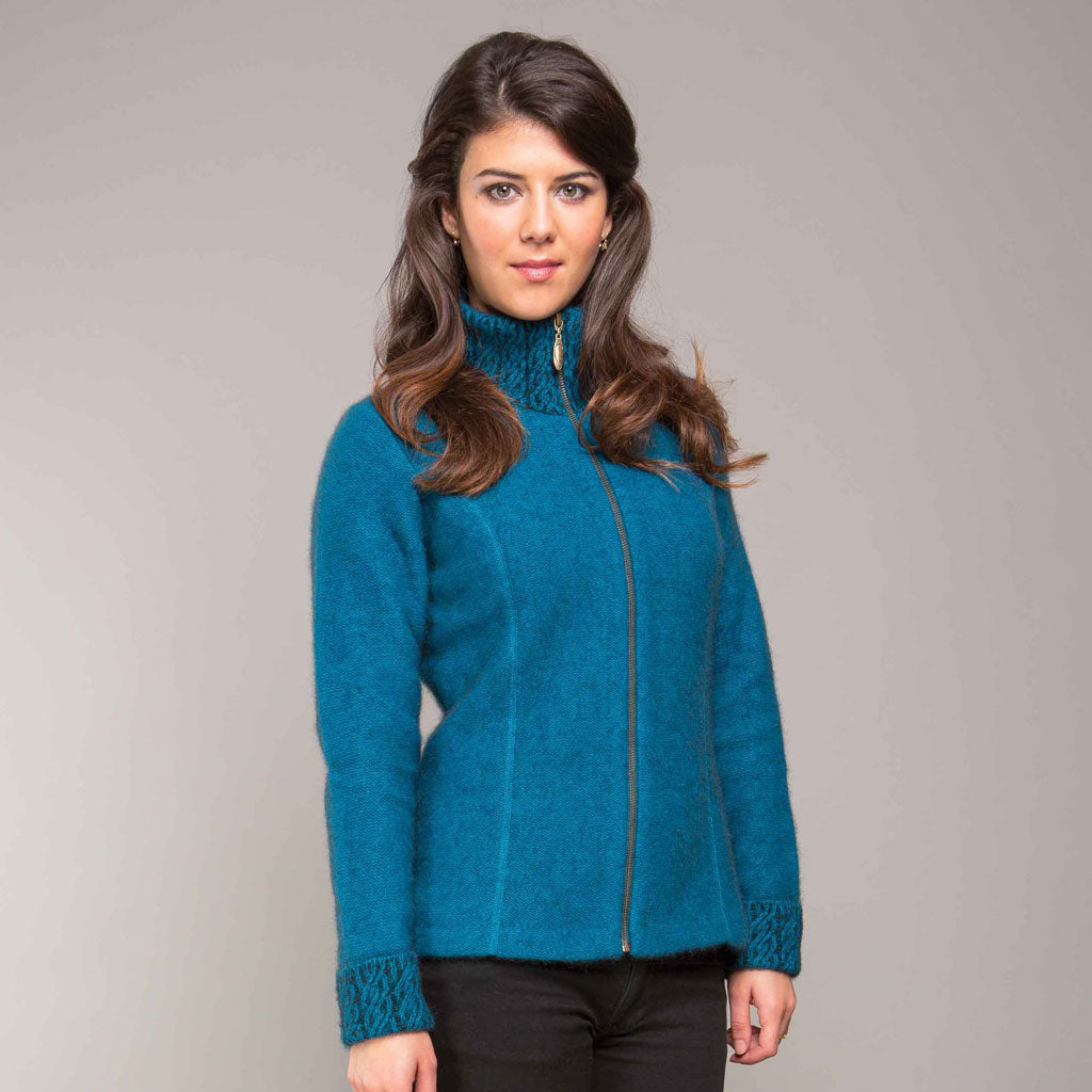 KORU MERINO POSSUM 2 tone zip CARDIGAN