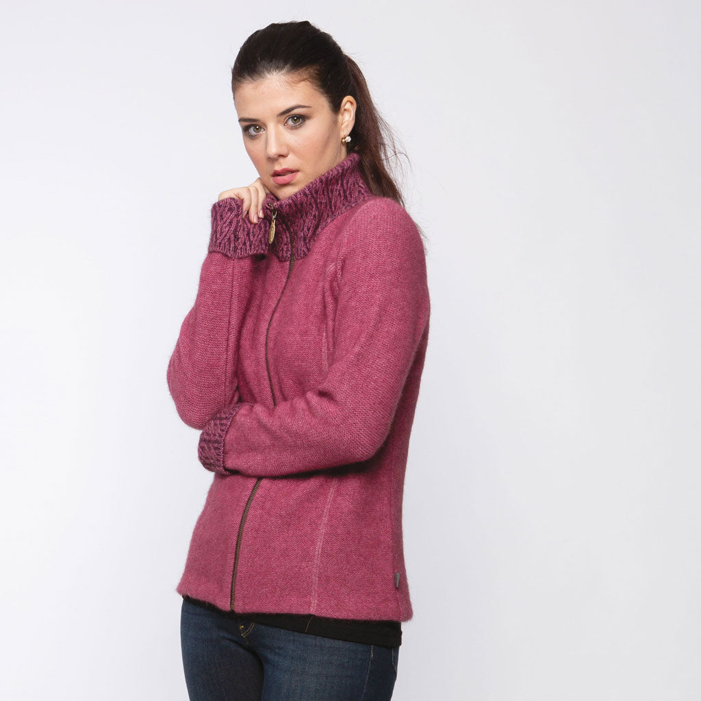 KORU MERINO POSSUM 2 tone zip CARDIGAN