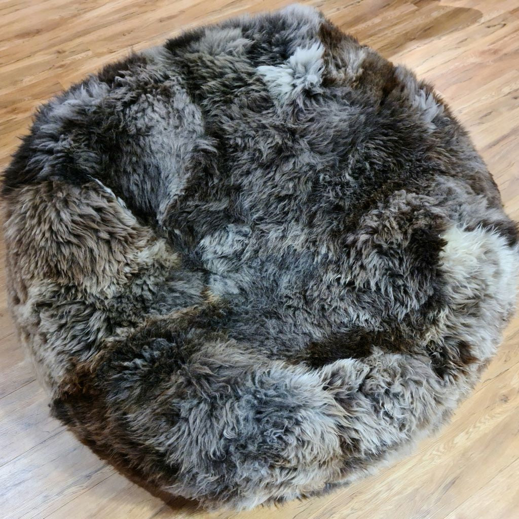 NATURAL BLACK SHEEPSKIN BEANBAG